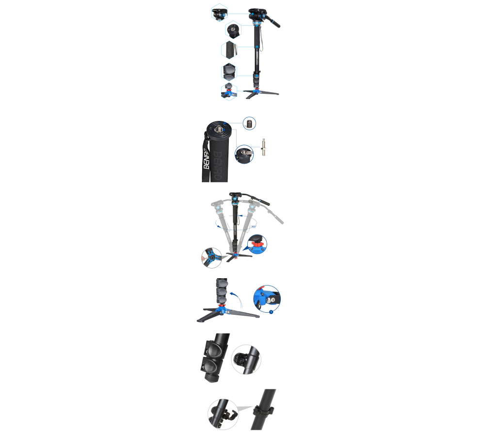 Chân máy quay Benro Monopod Kit A48FDS4 Pro